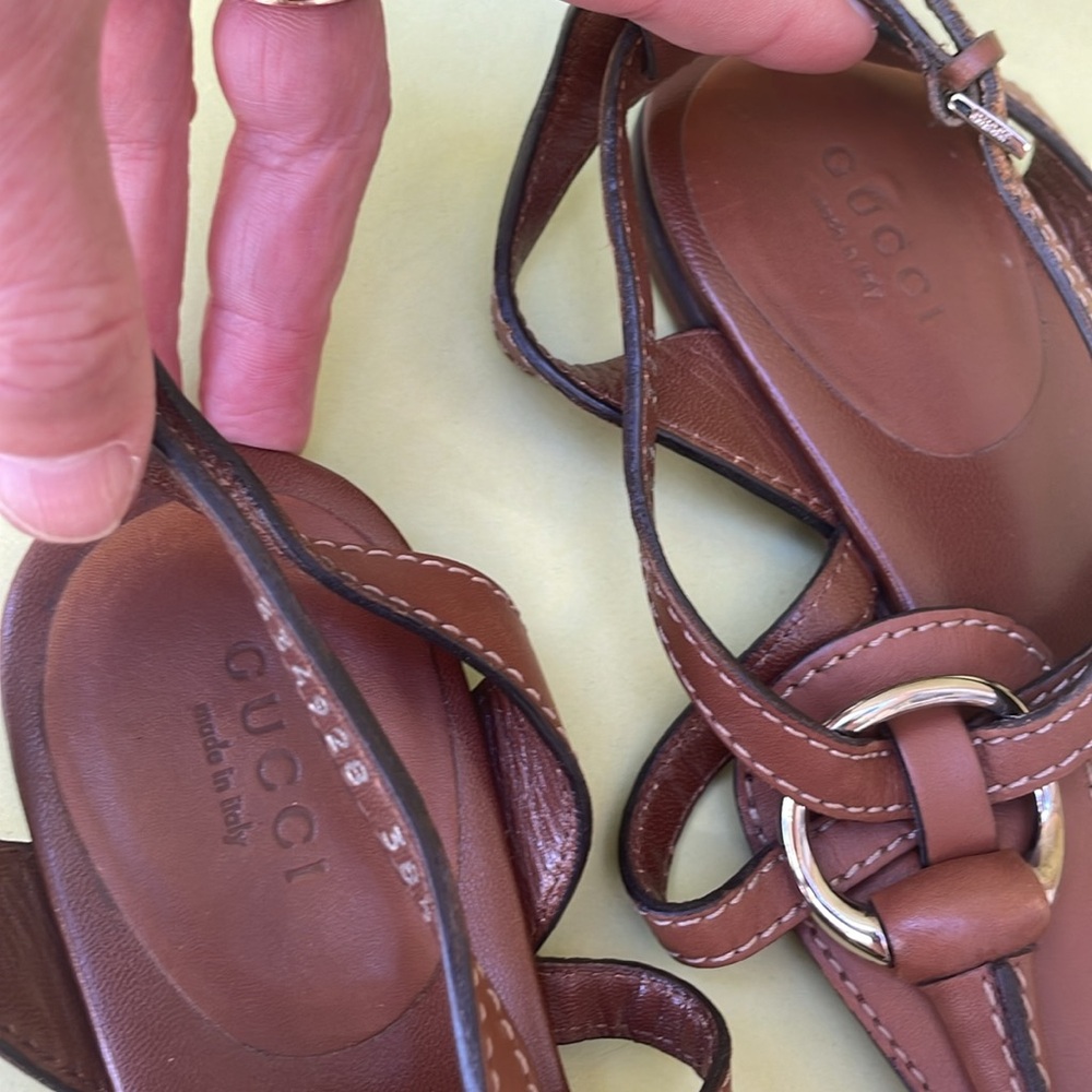Vintage brown/silver Gucci all leather shoes with dust bag - Picture 9 of 15
